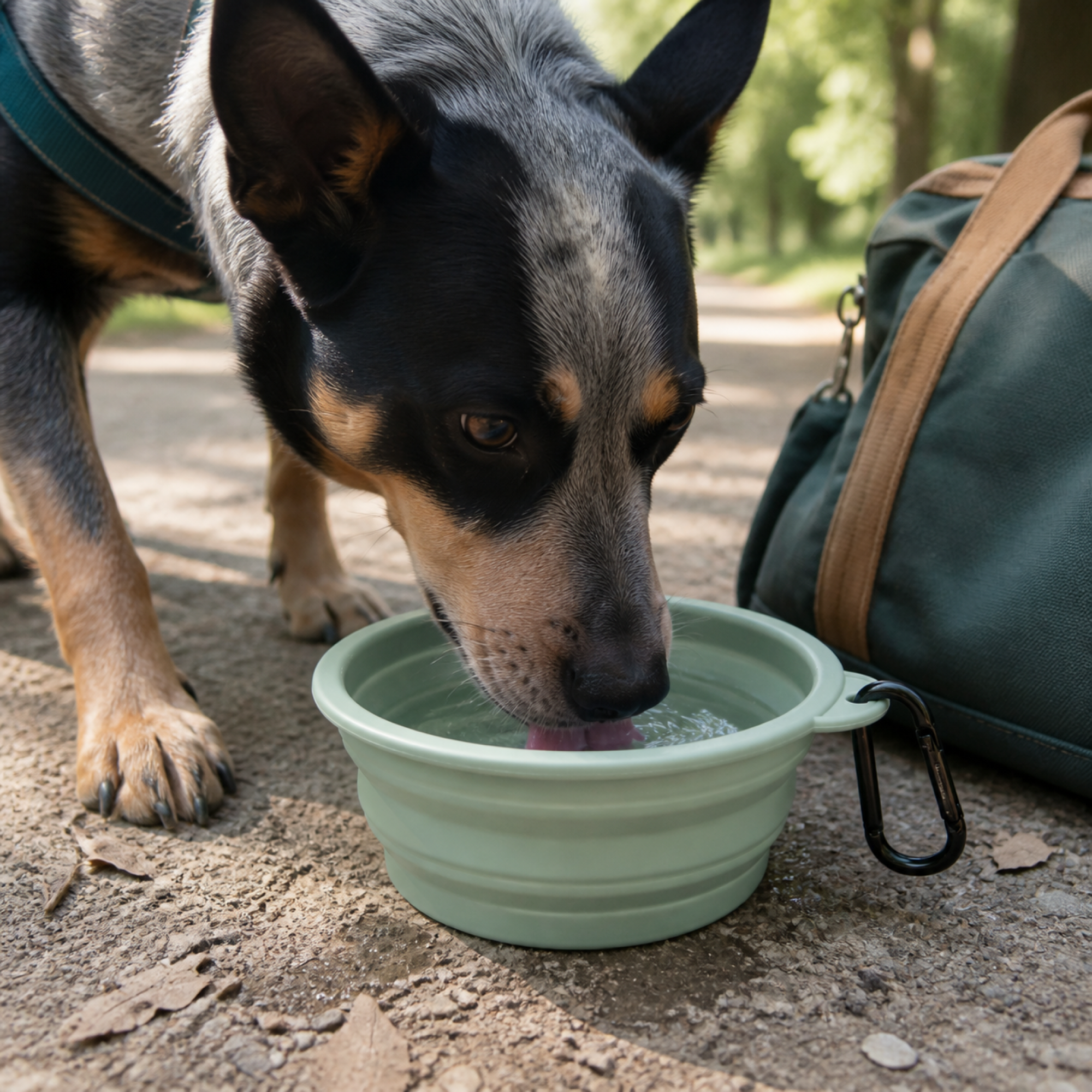 Foldable Silicone Travel Bowl shown in use