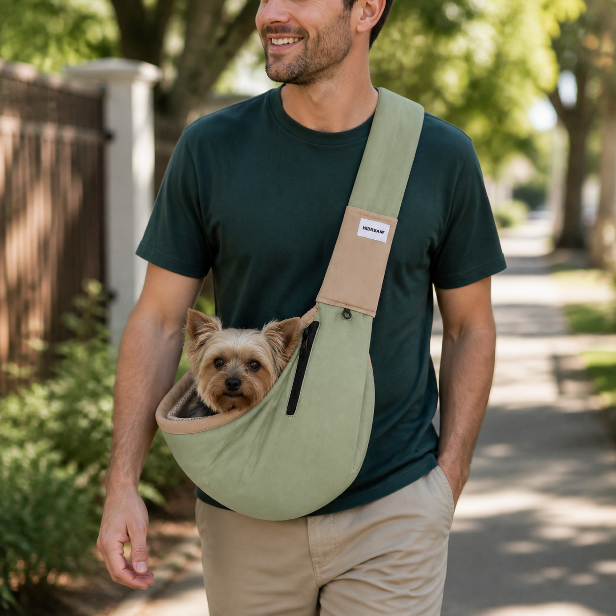 Nylon Pet Tote Sling shown in use