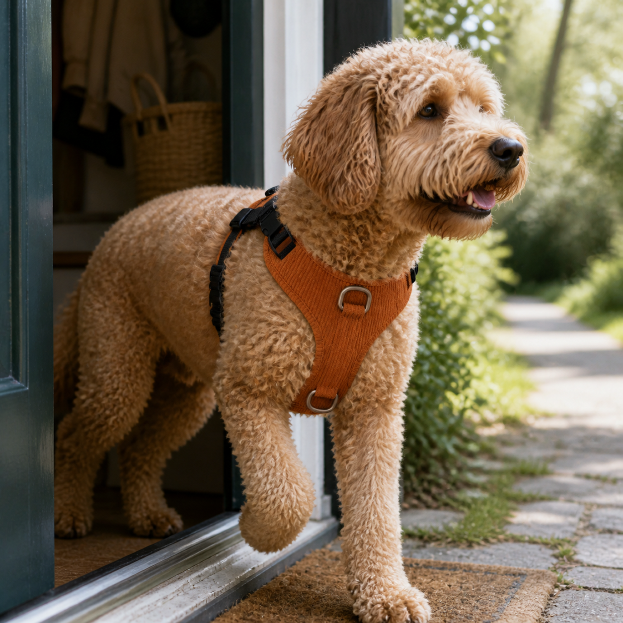 Soft Plush Dog Harness shown in use
