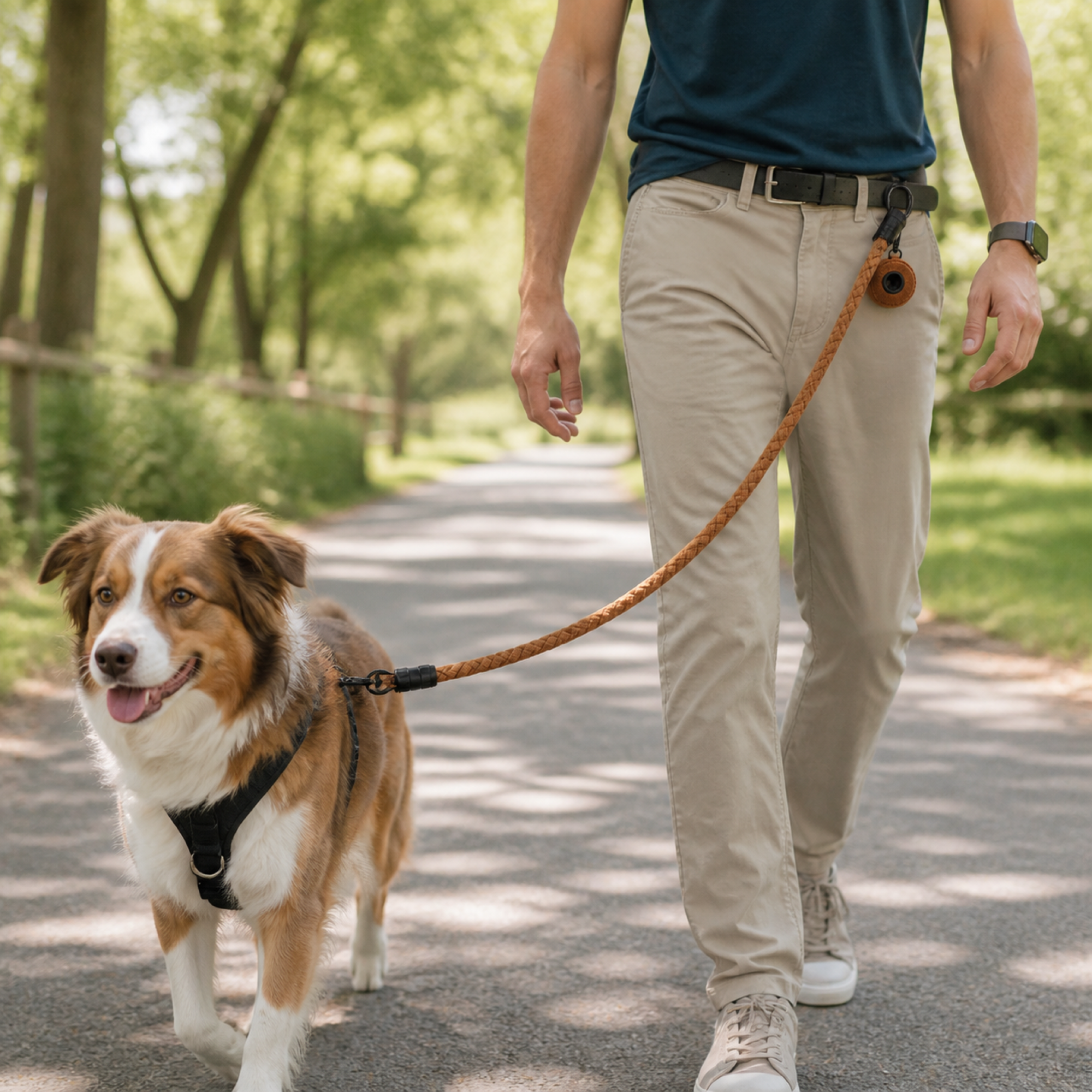 Convertible Plush Rope Leash shown in use